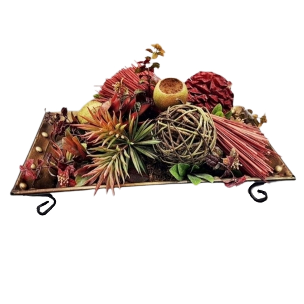 Decorative Botanical Centerpiece Tray w/ Dried Floral Arrangement